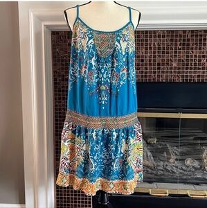 Lucky Brand Dress Turquoise Paisley Boho Y2K
